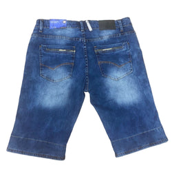 PF-1460 Men Blue Cut up Fold 3/4 Jeans