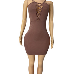 Lace Up Front Thin Strap Dress