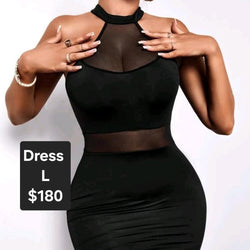 Mesh Stomach Sleeveless Dress