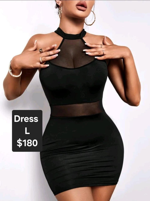 mesh stomach dress Mesh Stomach Sleeveless Dress
