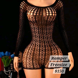 Mesh Diamond Cut Romper
