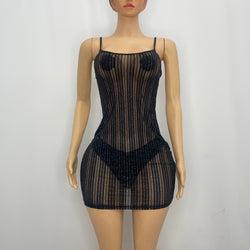 Z Mesh Black Glitter Dress 1240