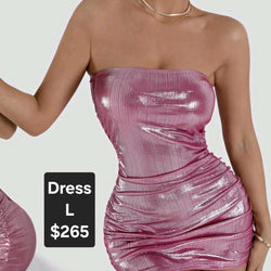 Ruched Metallic Tube Bodycon Dress