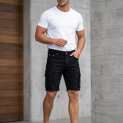 Men Cargo Black Shorts