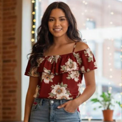 Flare Flower Thin Strap Ladies Top