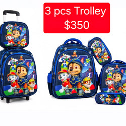 A Back To School Cartoon 16 inch Primary 3 pcs Trolley Bag Sets