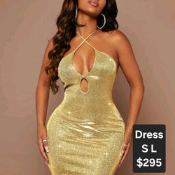 Crisscross Tie Back Metallic Bodycon Dress