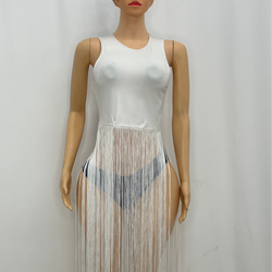 Mesh White Dress Shredded Strings 1255