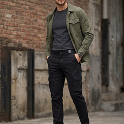 Men Black Cargo Pants PAH009
