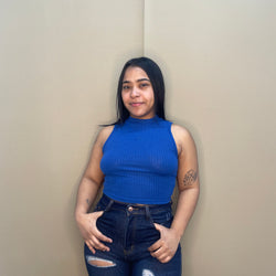 Plain High Neck Crop Vest Top