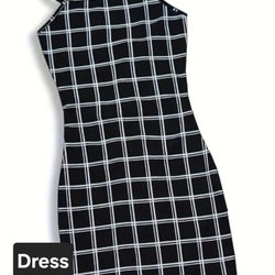Square Pattern Thin Strap Dress