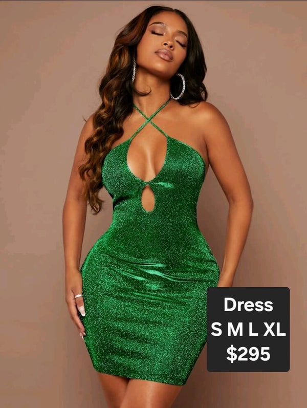 Crisscross Tie Back Metallic Bodycon Dress[2] - shopnickstt
