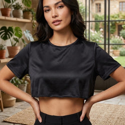 Plain Round Neck Crop Tee