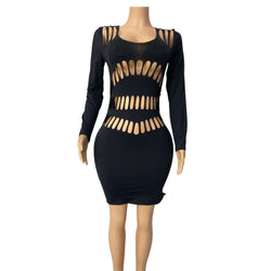Long Sleeve Cut Out Front Dress