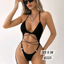 Wrap Strappy Black Cut Out Onesies