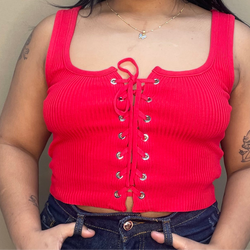 Immodel by HWA Red Lace Vest Top