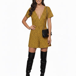 Cheetah V-Low Cut Romper