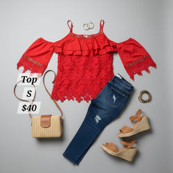 Rings Lace Off Shoulder Top
