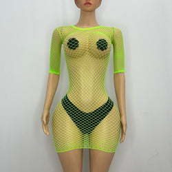 Z Mesh Spandex Long Sleeve Dress