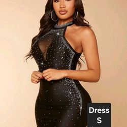 Shiny Sleeveless Mesh Cleavage Dress