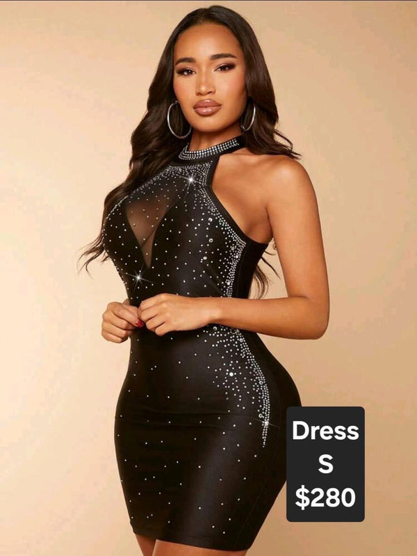 dress with mesh cleavage Shiny Sleeveless Mesh Cleavage Dress