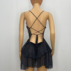 Z Mesh Short Sparkly Cross Back Dress 1266