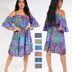 Ruffle Off Shoulder Symbol Dress