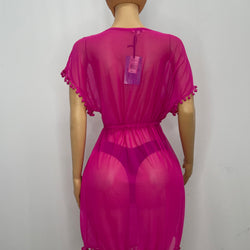 Z Mesh Pink Dress With Pull String With Tassels  (Large) 1259