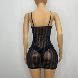 Z Mesh Black Glitter Dress 1240