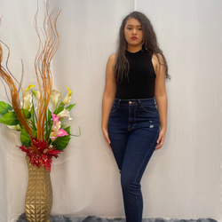 Long Tesoro Dark Blue Mild Cut Up Jeans  2896