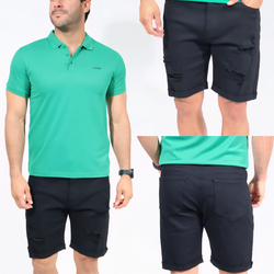 MSO 6819 Men Plain Black 3/4