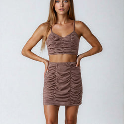 Ruched Crop Top An Skirt