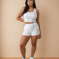 Pink Cross Two Piece Suit