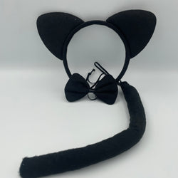 3 Piece Black Plush Cat Ears