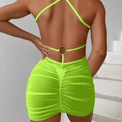 Mesh Dress With Open Back With Ring 1239