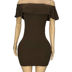 Capella Brown Off Shoulder Dress