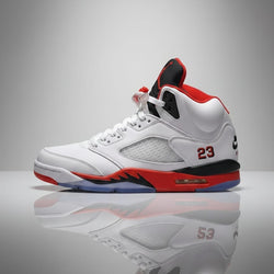 Air Jordan 5 White And Red Adult Sneaker