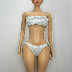 White Bikini With Frill Tube Top