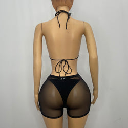 Z Mesh Short Pants With Mesh Bra Top
