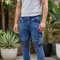 Men Denim Blue Joggers PANKAM673JOG