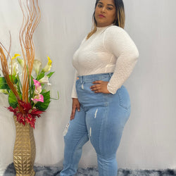 Long Chocolate Premium Pre Wash Light Blue Jeans 8376