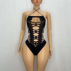 Z Mesh Black Tube Onesie with Holes