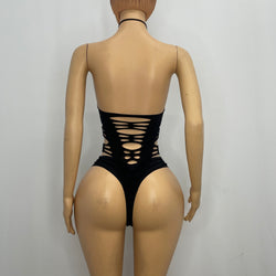 Z Mesh Black Tube Onesie with Holes