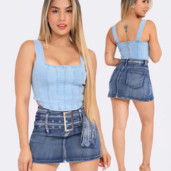 LSK 5134 Iconic Belted Ladies Mini Skirt