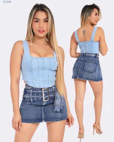 LSK 5134 Iconic Belted Ladies Mini Skirt