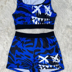 Smile Cartoon Graphic Two Piece Suit