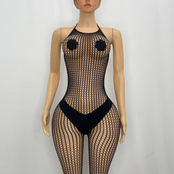 Mesh Long Sleeve Open Back Bodysuit