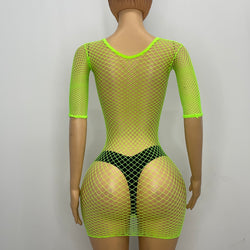 Z Mesh Spandex Long Sleeve Dress