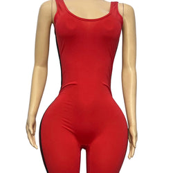 Stripe Black Red Armless Romper