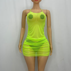 Z Mesh Dress With Open Back With Ring 1239